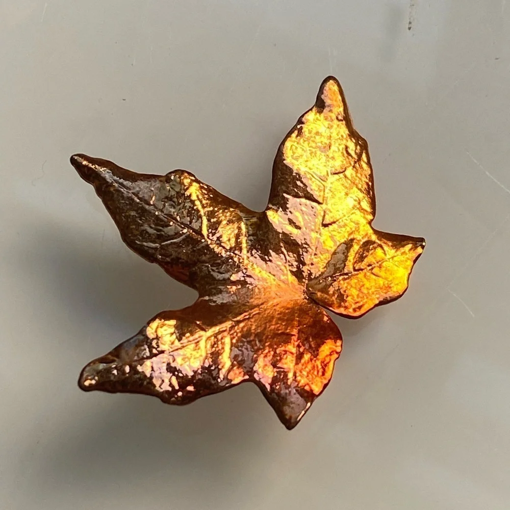 SpenCraft Copper Maple Leaf Brooch Pin Real Leaves